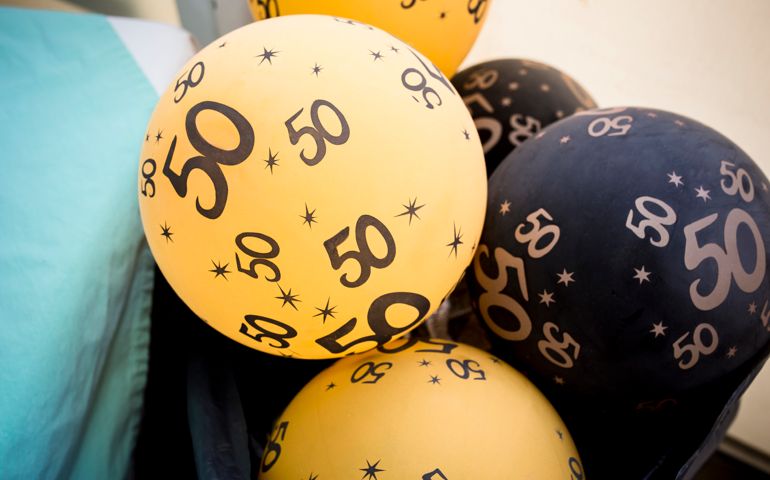 Soft balloons to decorate love celebrations. 50th wedding anniversary