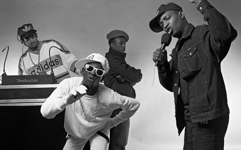 Chuck D, Flavor Flav and Terminator X, members of the hip hop group Public Enemy, photographed on May 1, 1987.