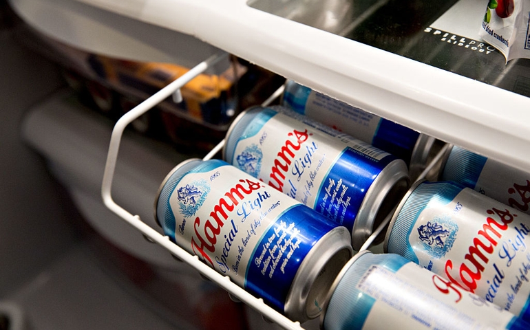 Cans of Molson Coors Brewing Co. Hamm's brand beer are arranged for a photograph in Princeton, Illinois, U.S., on Wednesday, Oct. 26, 2016. Molson Coors Brewing Co. is scheduled to release earnings figures on November 1.