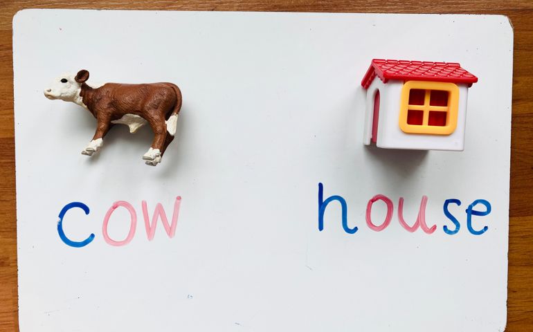 Teaching phonics alternative spelling choices using visual materials
