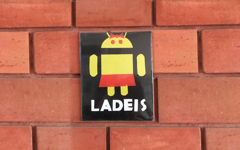 photo of a wrong spelling ladies sign for toilet