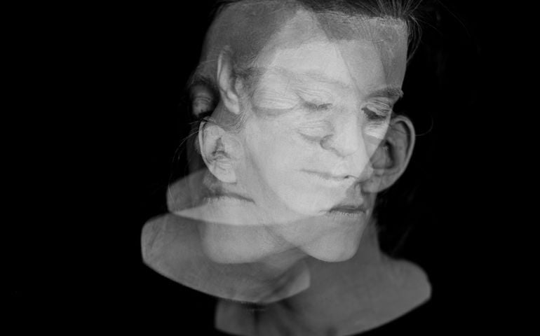 White face woman multiple exposure