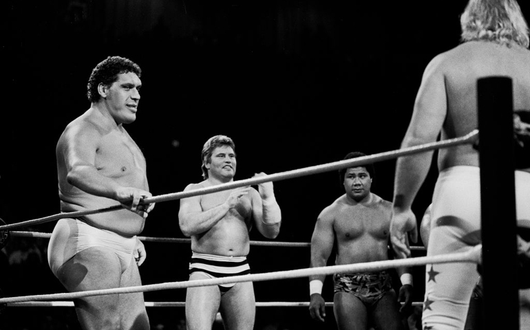 Andre the Giant at Wrestlemania 2 at the Rosemont Horizon in Rosemont, Illinois April 7,1986.