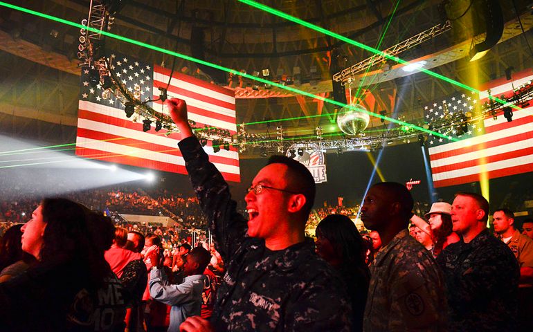 NORFOLK, VA - DECEMBER 09: Sailors attend the 10th anniversary of WWE Tribute to the Troops at Norfolk Scope Arena on December 9, 2012 in Norfolk, Virginia.