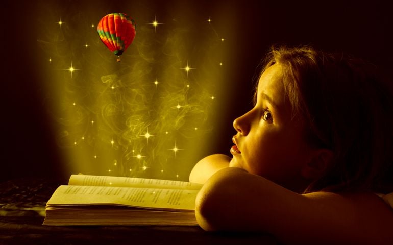 Teen girl reading the Book. Education
