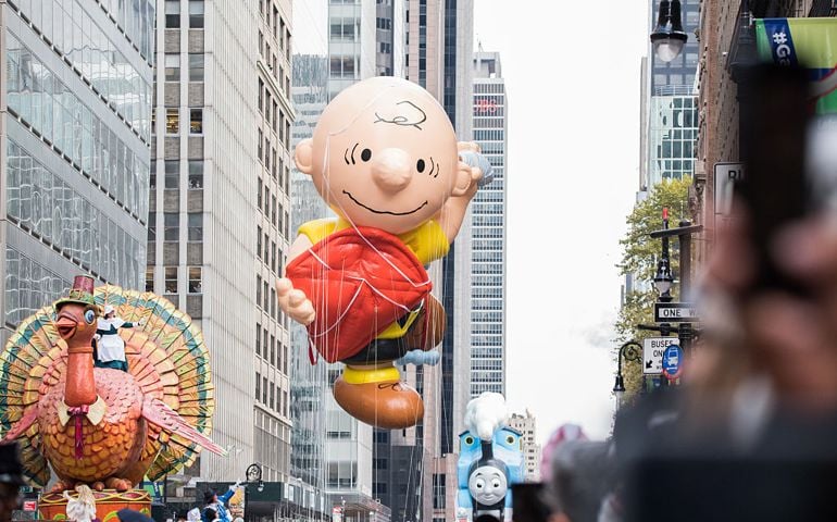 NEW YORK, NY - NOVEMBER 24: Charlie Brown balloon is seen at the 90th Annual Macy's Thanksgiving Day Parade on November 24, 2016 in New York City.