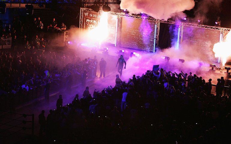 SYDNEY, AUSTRALIA - JUNE 15. The Undertaker enters the arena during WWE Smackdown at Acer Arena on June 15, 2008 in Sydney, Australia.