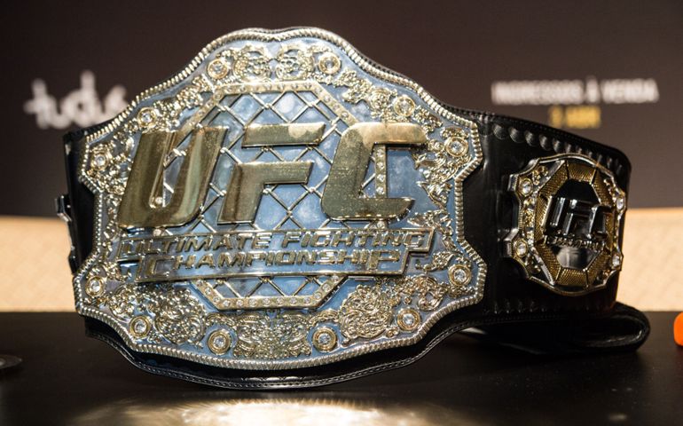 Belt of UFC (Ultimate Fight Championship) during press conference