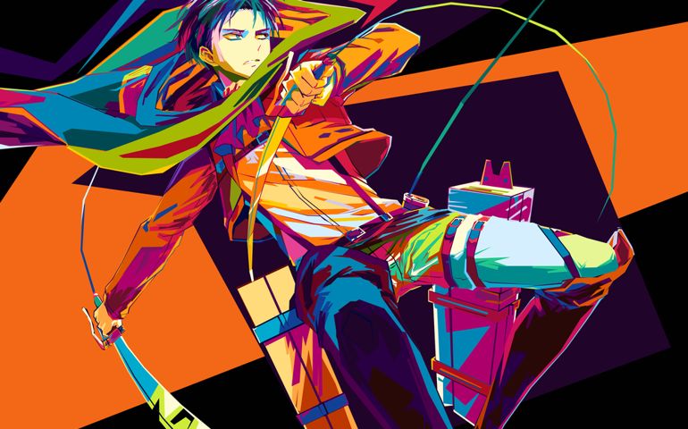 anime attack on titan in popart