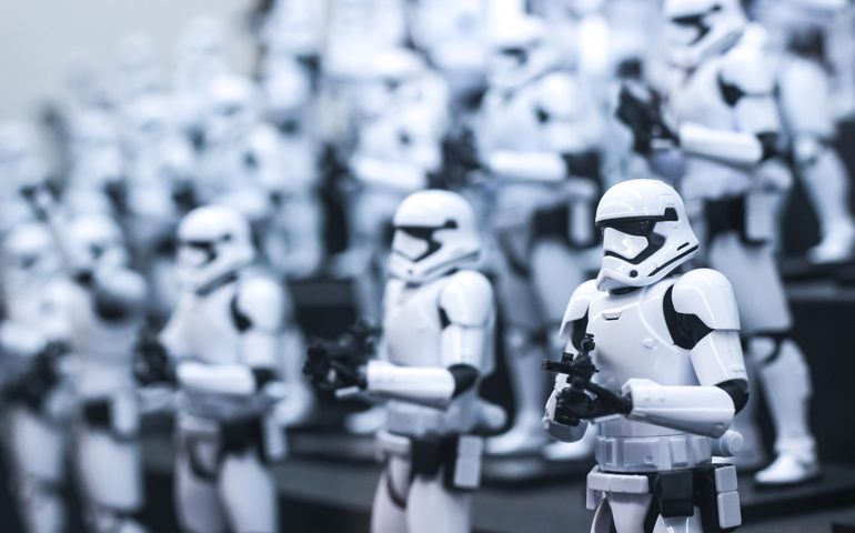 First Order Stormtroopers army figure display from Starwars VII "The Force Awakens"