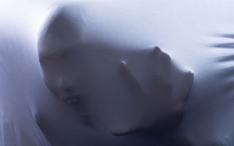 Shadow of scary ghost. Screaming ghost faces. Halloween concepts.
