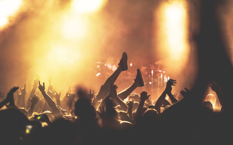 Concert Crowd, Crowd Surfing, Rear View of Concert Crowd