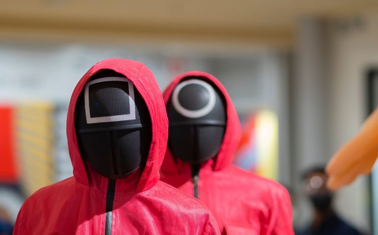 Guard from Squid Game at the roadshow for the promotion of new Netflix show.