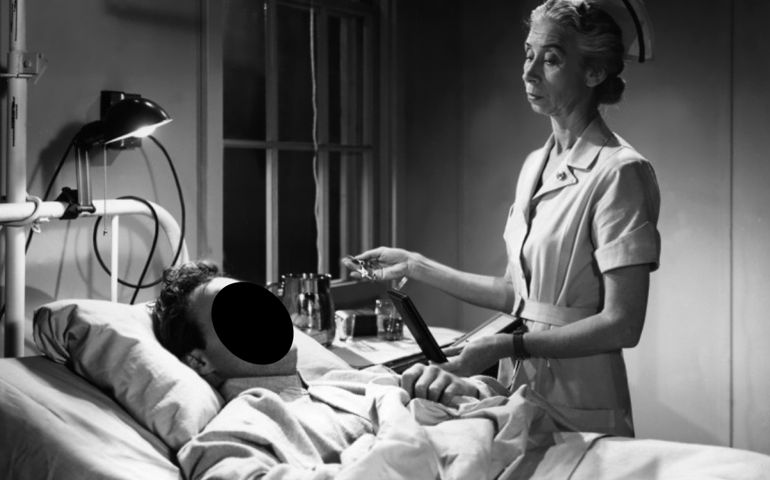 patient in bed with nurse nearby The Men movie
