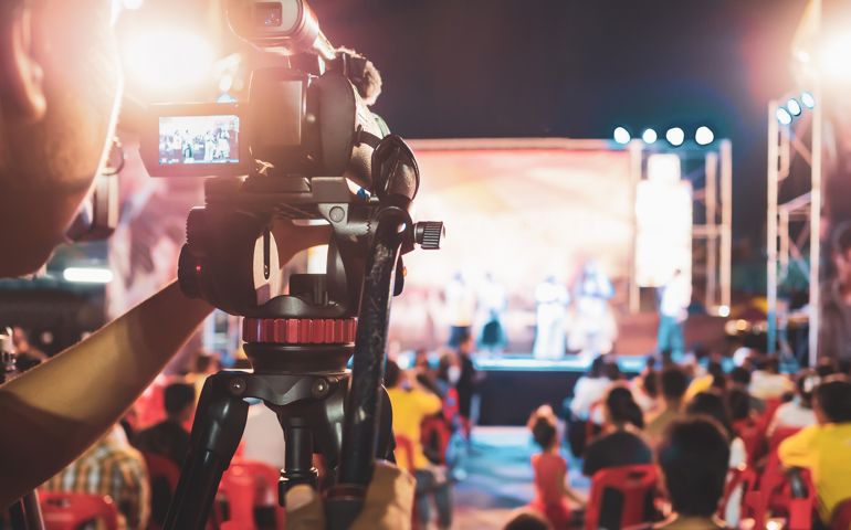 Professional digital camera recording video in music video
