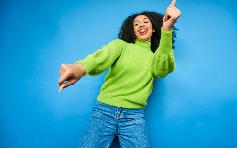 Happy woman having fun