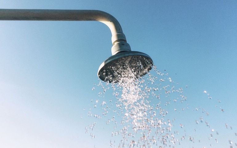 Low Angle View Of Shower Against Sky