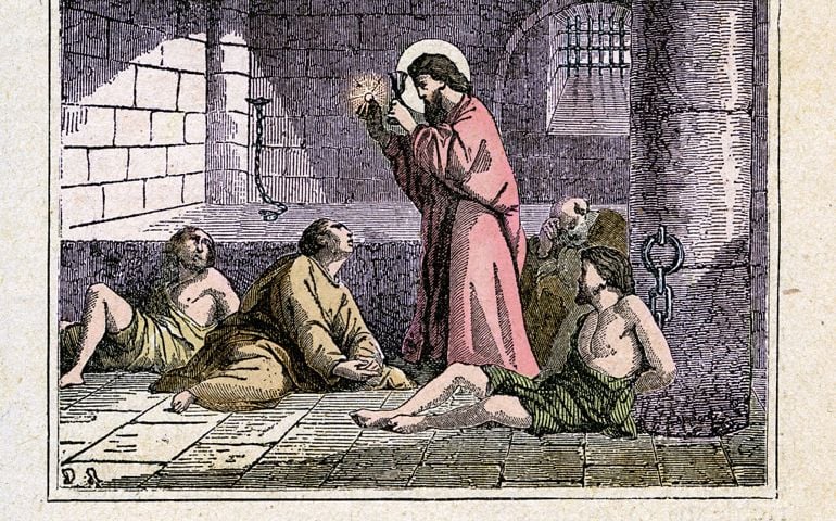 Saint Valentine (approx. 176 - Rome, 14 Feb. 273) Bishop of Terni and Martyr. According to tradition, he died by beheading under Aurelian, at 97, after torture. He was imprisoned for having joined in marriage the young Serapio, christian and the roman legionary Sabino, pagan, who had urgently requested baptism in order to join the love, seriously ill; the two dead together immediately after the celebration. For this episode, the saint is venerated as the patron saint of in lovers, but so also of epileptics. According to some sources it would actually two distinct historical characters, a bishop of Terni, and the other Roman presbyter (that would miraculously healed from blindness through prayer, as a prisoner, the daughter of a jailer, whose he was in love), both executed by decapitation on the via Flaminia. Colored engraving, Italy 1886 Commemoration February 14th. Colored engraving from Diodore Rahoult, Italy 1886