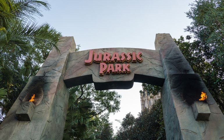 Entrance to Jurassic Park ride