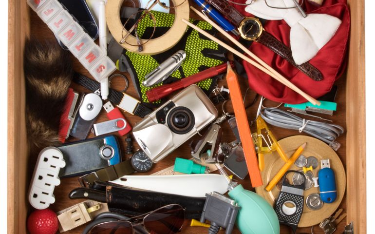 Dresser drawer that catches all the miscellaneous stuff that we all have. Image shot with Canon Rebel T6s 24 Megapixel DIGIC 6, 24-105mm f/4L IS USM lens, 100 ISO..