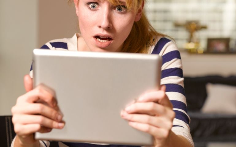 Young woman shocked by internet porn