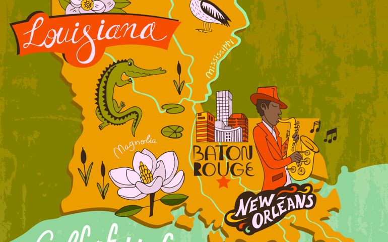 Illustrated map of Louisiana, USA