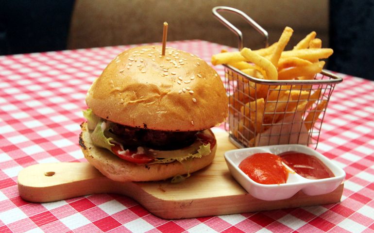 The mainstay menu in the Spongebob Squarepants film series, is shown in the real world under the same name Krabby Patty