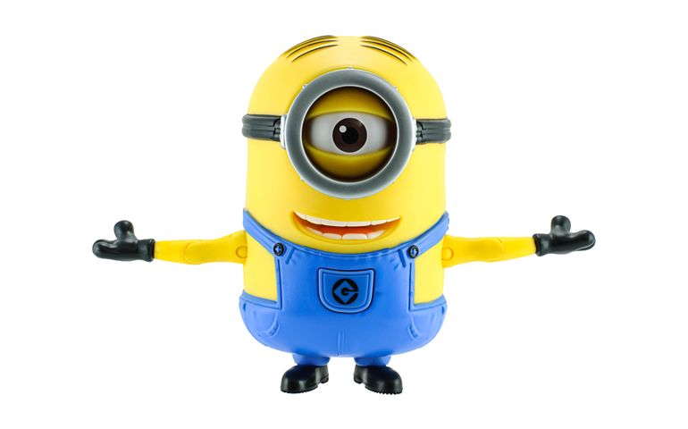 Minions stretch the arms isolated on white an action figure from Despicable Me
