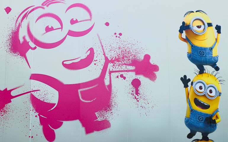 Photo of "HAPPY MINION Wall Art", located in Universal Studios JAPAN, Osaka, Japan