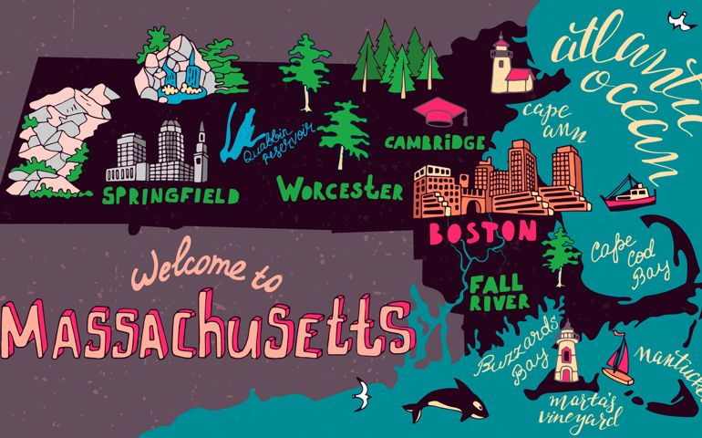 Illustrated map of Massachusetts state
