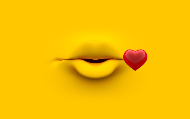 Mouth of character on a yellow background