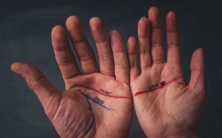 Lines on the palm of the two hands