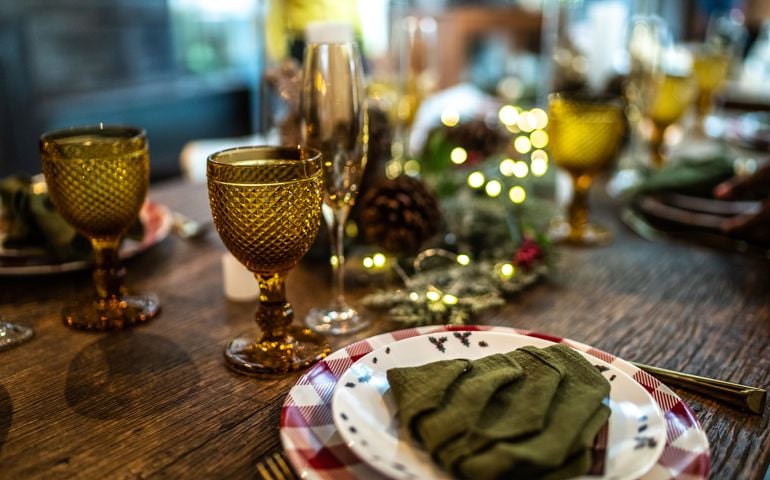 Christmas holiday dining table
