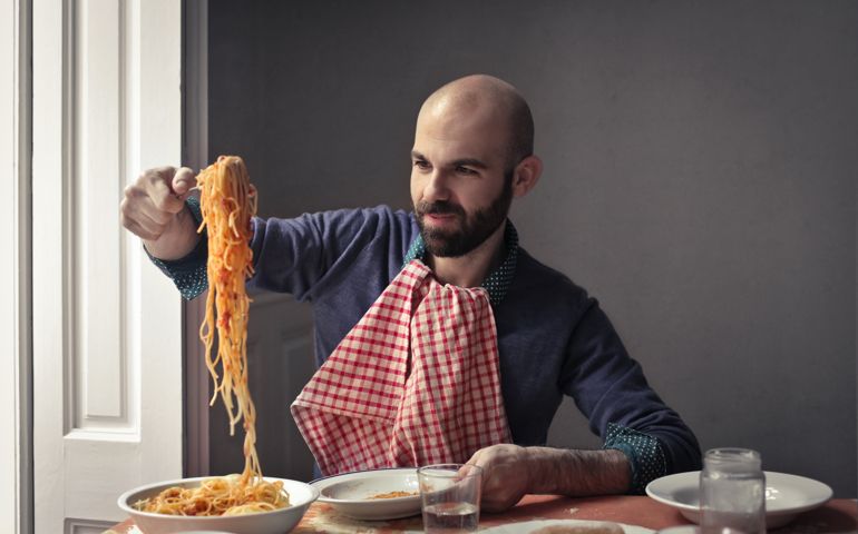 Young man has hunger