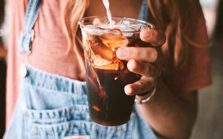 Woman Making Iced Coffee