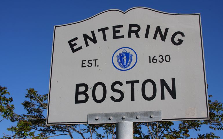 Entering Boston sign. Boston is the largest city in New England, the capital of the state of Massachusetts. Boston is known for its central role in American history,world-class educational institutions, cultural facilities, and champion sports franchises.