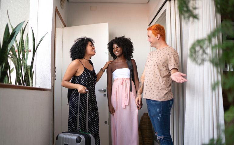 Host welcome Guests at bed and breakfast accommodation