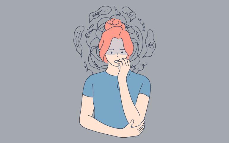 Emotion, face, expression, frustration, panic attack, mental stress, depression, anxiety concept