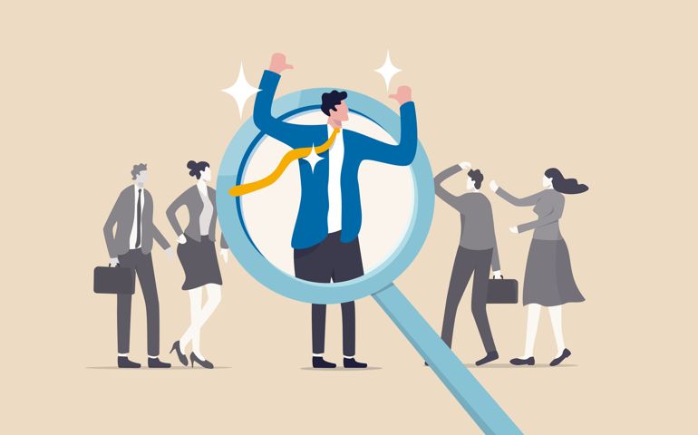 Outstanding winner candidate for job position, stand out from the crowd,