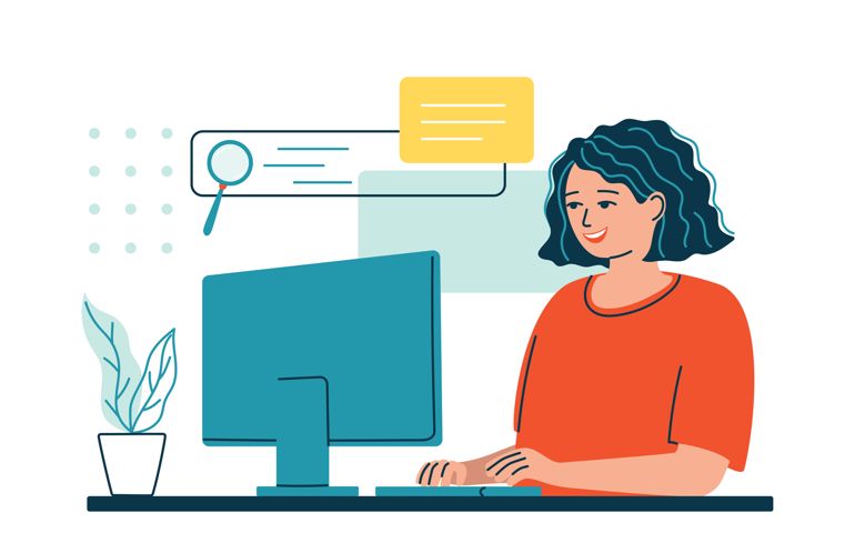 Woman with laptop working in internet