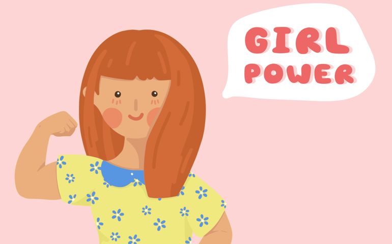 Girl Power Cute Doodle Design Vector, Feminism Movement, Freedom Attitude Illustration,