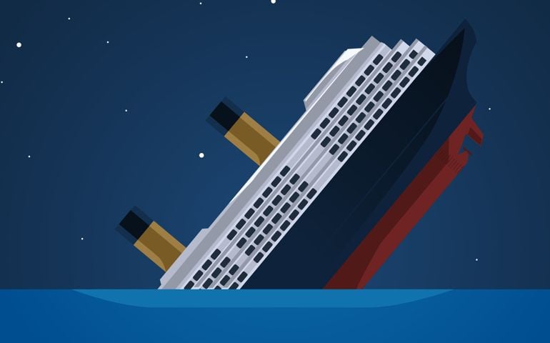 Titanic Iceberg Transatlantic Sank, vector illustration cartoon.