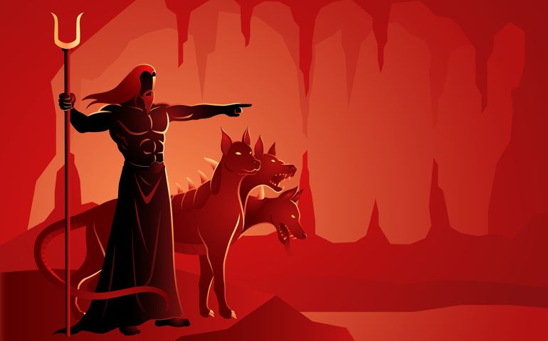Greek god and goddess vector illustration series, Hades, the god of the dead and the king of the underworld