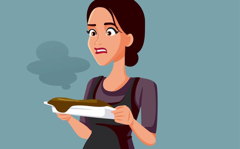 Home Baker Failing a Recipe Vector Cartoon Illustration