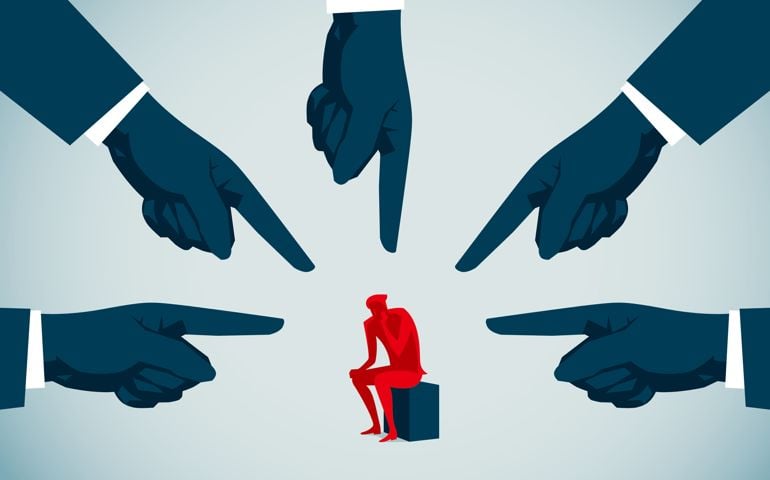 Pointing and blaming person