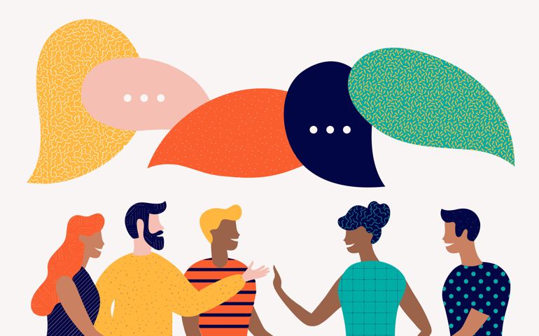 Flat style vector illustration, discuss social network, news,