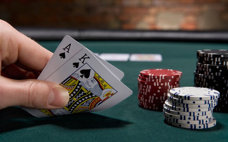 Close up of blackjack in casino