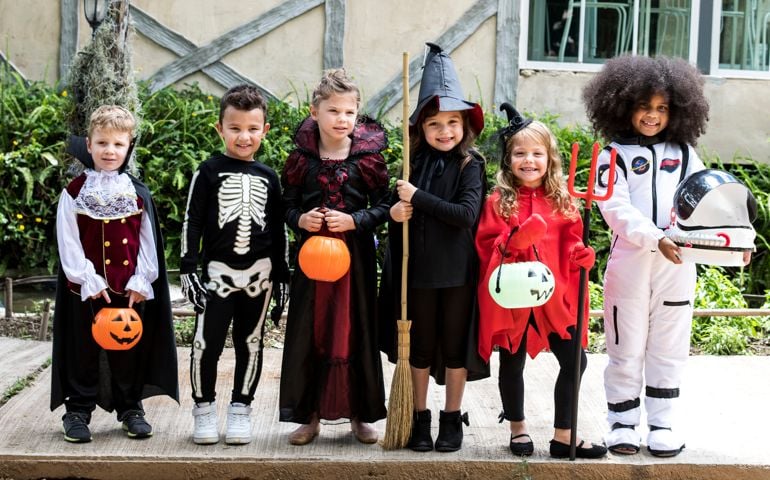 kids in Halloween costumes