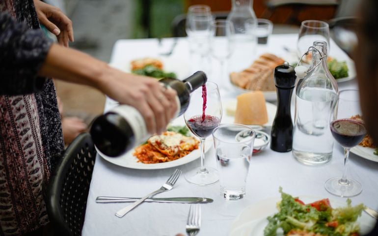 food, family, red wine, meal, dinner, adult offspring, Montreal