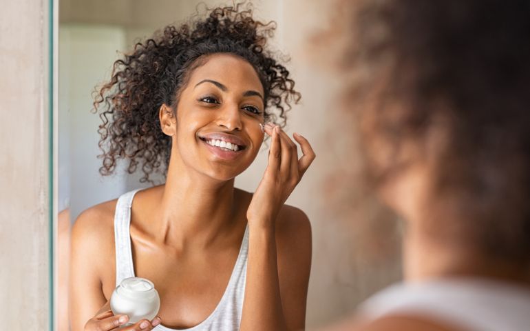 woman take care of her beautiful skin.
